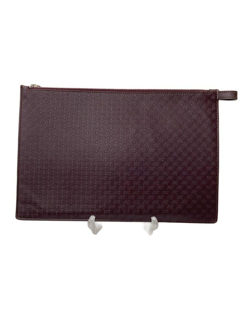 Salvatore Ferragamo Pouch Clutch Leather Bordeaux All over